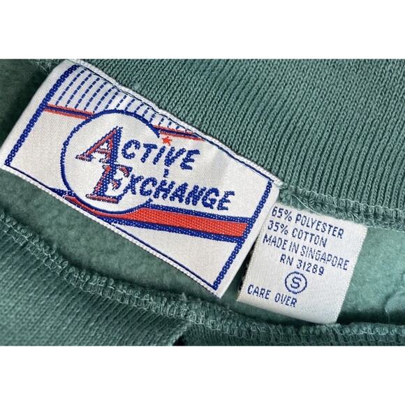 Vintage 80’s ACTIVE EXCHANGE Floral Embroidered Sweatshirt Green Sz S - Picture 5 of 6